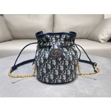 DIOR Miss Caro Mini Bucket Bag with Drawstring IN BLUE OBLIQUE 2025