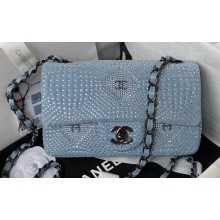 Chanel Crystal Studs Classic Small Handbag A0116 Blue 2023