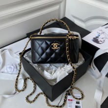 chanel BLACK calf leather vanity case AP3243 2023