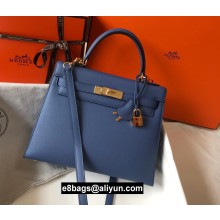 Hermes Kelly 25/28/32cm Bag in epsom Leather with golden hardware blue
