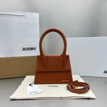 Jacquemus Le Chiquito large Bag BROWN in box leather 2023