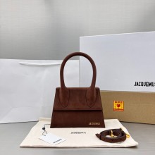 Jacquemus Le Chiquito large Bag CHOCOLATE in SUEDE leather 2023