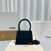 Jacquemus Le Chiquito large Bag NAVY BLUE in SUEDE leather 2023