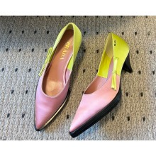Prada pointed satin pumps with bow pink 2025 