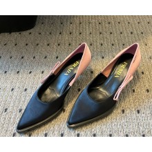 Prada pointed satin pumps with bow black 2025 