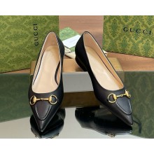Gucci Erin Leather Horsebit Ballerina Flats black 2025