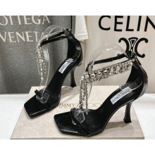 Jimmy Choo Verity Sandal 95 black Vintage Metallic Leather Sandals 2025