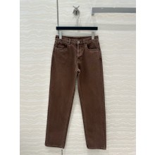 MIU MIU FIVE-POCKET BULL DENIM TROUSERS COFFEE 2024