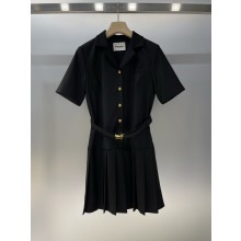 MIU MIU black grain de poudre wool mini-dress 2024