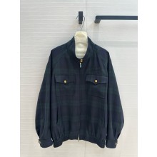 MIU MIU GREEN PLAID BLOUSON JACKET 2025