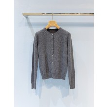 MIU MIU CASHMERE KNIT CARDIGAN GRAY 2024
