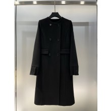 MIU MIU NATTE TOILE DOUBLE-BREASTED COAT BLACK 2024