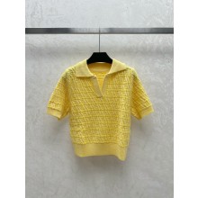 FENDI yellow FF wool and cashmere polo shirt 2024 