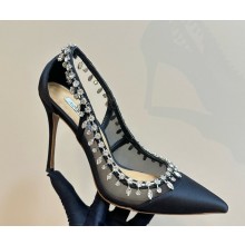 Aquazzura Crystal Crush 105 silk /Mesh pumps black  2024