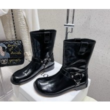 LOEWE patent Leather Campo Biker Boots in black 1028-2024