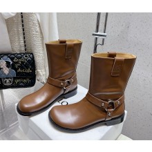LOEWE Leather Campo Biker Boots in brown 1028-2024