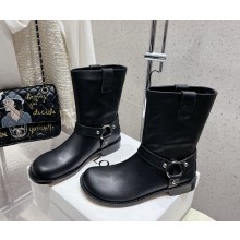 LOEWE Leather Campo Biker Boots in black 1028-2024