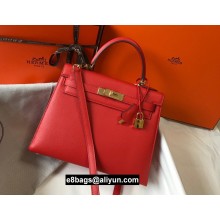 Hermes Kelly 25/28/32cm Bag in epsom Leather with golden hardware rouge