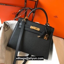 Hermes Kelly 25/28/32cm Bag in epsom Leather with golden hardware black
