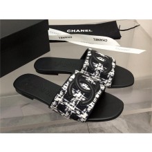 Chanel CC LOGO TWEED MULES black 2023