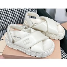 MIU MIU Open Toe Casual leather sandals off white 2023