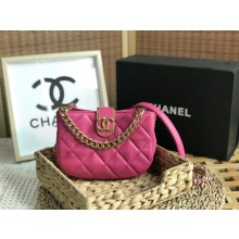 chanel fuchsia Lambskin & Gold-Tone Small Hobo Bag AS3475 2022