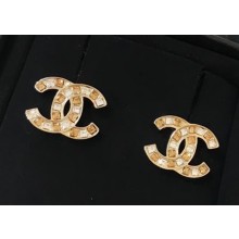 Chanel Crystal CC Stud Earrings Yellow/Crystal 2018
