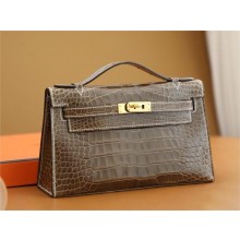 Hermès mini Kelly Pochette in Alligator leather ficille(full handmade)