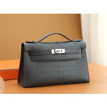 Hermès mini Kelly Pochette in Alligator leather graphitie(full handmade)