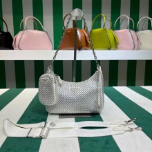 Prada Re-Edition 2005 crystal duchess bag 1BH204 silver 2023