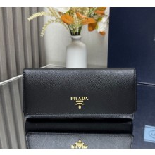 Prada Large Saffiano Leather Wallet 1MH132 black 2024