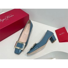 Roger Vivier Belle Vivier Metal Buckle Pumps in Patent Leather blue 2023
