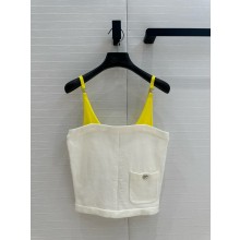 chanel White & Yellow cashmere top P78332 2024