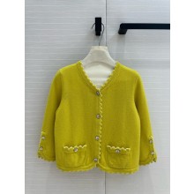 chanel Yellow & White Cashmere cardigan P78338 2024