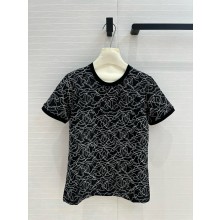 chanel Black & White Glittered Cotton Tee-Shirt P78741 2024