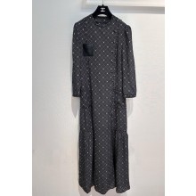 chanel BLACK/WHITE Printed Crepe de Chine DRESS P78210 2024