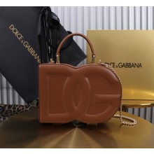 Dolce & Gabbana Logo box handbag in calfskin caramel 2024