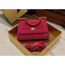 Dolce & Gabbana Small woven nappa leather Sicily bag fuchsia 2024