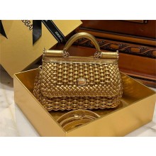 Dolce & Gabbana Small woven nappa leather Sicily bag gold 2024