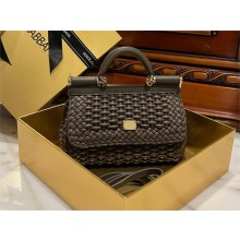 Dolce & Gabbana Small woven nappa leather Sicily bag etoupe 2024