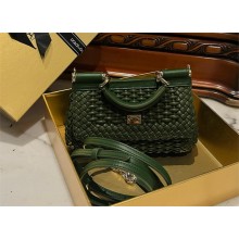 Dolce & Gabbana Small woven nappa leather Sicily bag green 2024