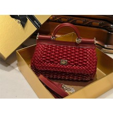 Dolce & Gabbana Small woven nappa leather Sicily bag red 2024