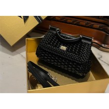 Dolce & Gabbana Small woven nappa leather Sicily bag black 2024