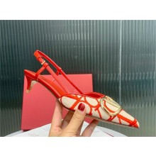 Valentino VLOGO SIGNATURE SLINGBACK PUMP IN TOILE ICONOGRAPHE 35MM beige/red 2023
