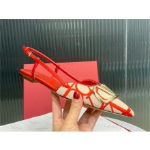 Valentino VLOGO SIGNATURE SLINGBACK FLAT IN TOILE ICONOGRAPHE beige/red 2023
