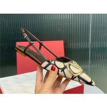 Valentino VLOGO SIGNATURE SLINGBACK FLAT IN TOILE ICONOGRAPHE beige/BLACK 2023