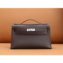 Hermès mini Kelly Pochette in swift leather ebene (full handmade)