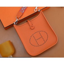 Hermes III TPM Evelyne Bag In Original Togo Leather with silver Hardware orange(Full Handmade)