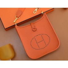 Hermes III TPM Evelyne Bag In Original Togo Leather with Gold Hardware orange(Full Handmade)