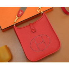 Hermes III TPM Evelyne Bag In Original Togo Leather with Gold hardware rouge casaque(Full Handmade)